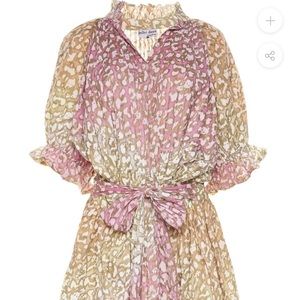 Juliet Dunn Snow Leopard Tie Dye Blouson Mini Dress